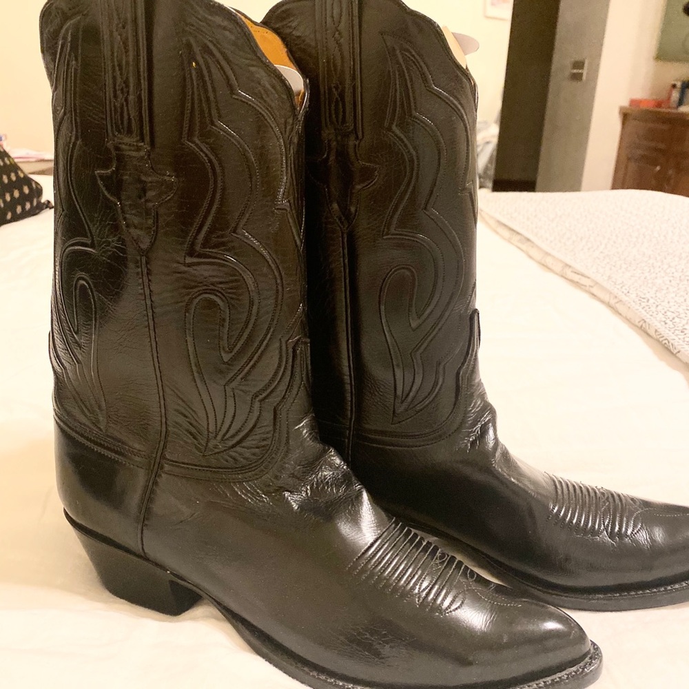 Lucchese Classics Black Glove Calf Cowboy Boots